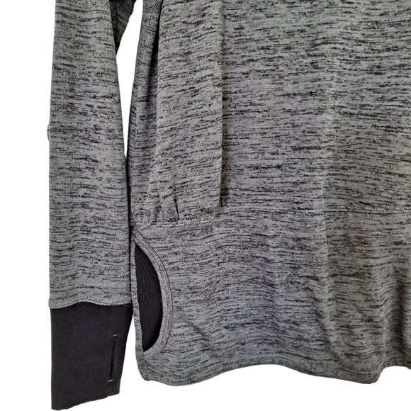 Athleta Women's Heathered Gray Athletic Sport Draped Cowl Neck Sweatshirt szM - Picture 2 of 8